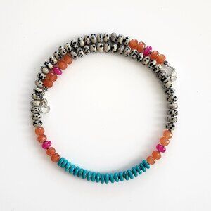 DALMATION JASPER & ORANGE JADE NECKLACE--20"